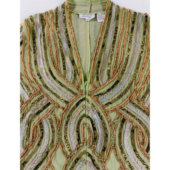 Alexandra Rosati Sheer Textured Ribbon Lace Blouse 12 Green Fairy Glam Art Deco - Picture 3 of 8